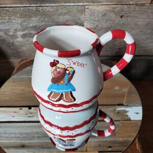 Blue Sky Ceramic Coffee Mug - Gingerbread lady "Sweet"  22 oz